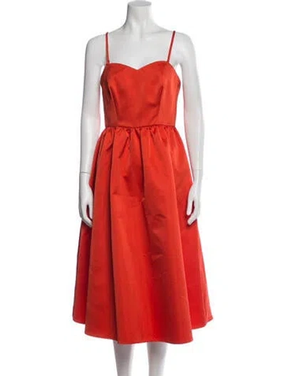Pre-owned P.a.r.o.s.h V-neck Midi Length Dress In Orange