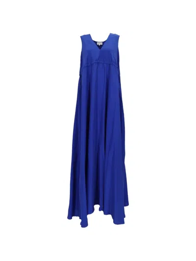 P.a.r.o.s.h V-neck Silk Maxi Dress In Blue