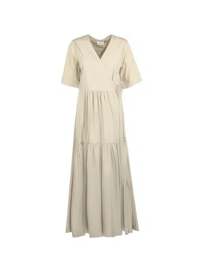 P.a.r.o.s.h V-neck Wrap Dress In Neutral