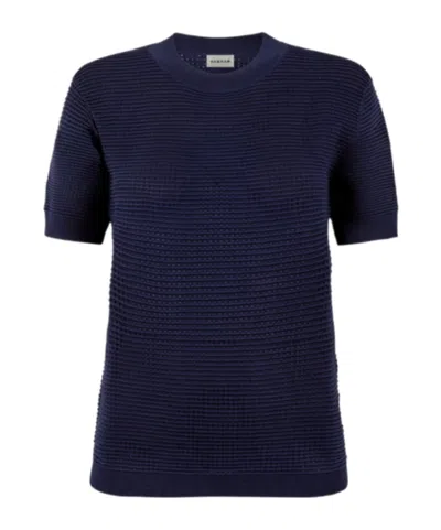 P.a.r.o.s.h Waffle-knit Short-sleeve T-shirt In Blue