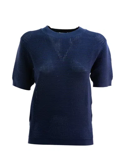 P.a.r.o.s.h Waffle-knit Short-sleeve T-shirt In Blue
