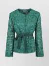 P.a.r.o.s.h Parosh Floral Lace Jacket With Cinched Waist And Belt