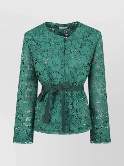 P.A.R.O.S.H WAIST BELTED LACE FLORAL SLEEVE JACKET