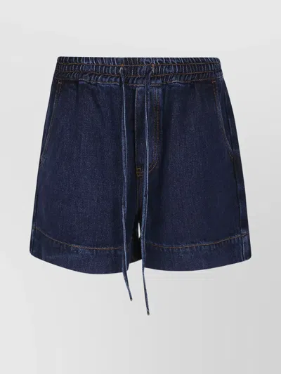 P.a.r.o.s.h Waist Drawstring Shorts With Front And Back Pockets In Blue