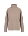P.a.r.o.s.h Want High Neck Sweater In Sand Ribbed Cashmere In Beige