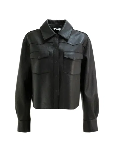 P.a.r.o.s.h Western-yoke Leather Jacket In Black