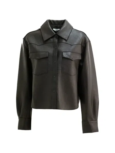 P.a.r.o.s.h Western-yoke Leather Shirt In Brown