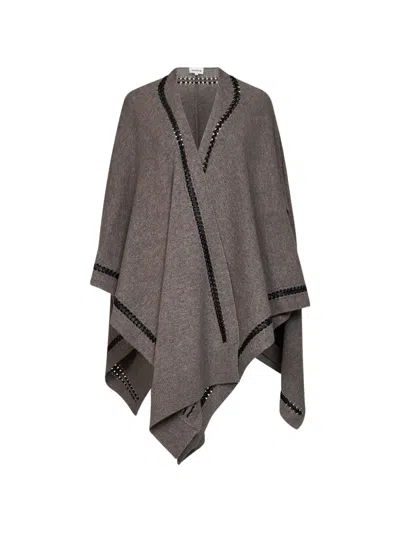 P.a.r.o.s.h Whipstitch-trim Knitted Cape In 브라운