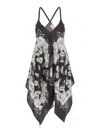 P.a.r.o.s.h White And Black Blouse With Thin Shoulder Straps And All-over Floral Motif In Silk Woman In Multicolor