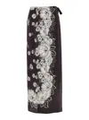 P.a.r.o.s.h White And Black Skirt With Side Closure And All-over Floral Printed Pattern In Silk Woman