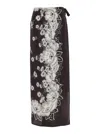 P.a.r.o.s.h White And Black Skirt With Side Closure And All-over Floral Printed Pattern In Silk Woman In White/black