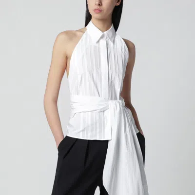 P.a.r.o.s.h Parosh White Blouse With Pleats And Bow
