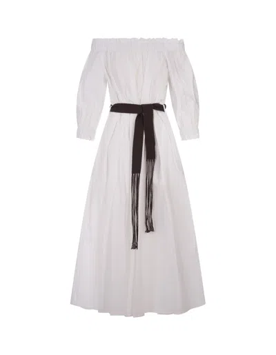 P.a.r.o.s.h White Canyox Maxi Dress With Belt