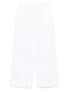 P.a.r.o.s.h High-waisted Lace Hem Drawstring Trousers In White