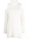P.a.r.o.s.h Chunky Cable-knit Cold-shoulder Jumper Turtleneck In White