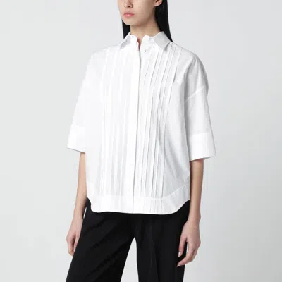 P.a.r.o.s.h Parosh White Cotton Shirt With Pleated Detail
