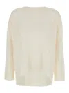 P.a.r.o.s.h White Crewneck Sweater With Asymmetric Hem In Wool And Cashmere Woman In Neutral