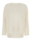 P.a.r.o.s.h White Crewneck Sweater With Asymmetric Hem In Wool And Cashmere Woman In Neutral