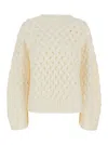 P.a.r.o.s.h White Crewneck Sweater With Ribbed Trims And Braided Design In Wool Woman In Neutral