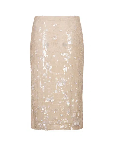 P.a.r.o.s.h White Glow Full Sequins Longuette Skirt