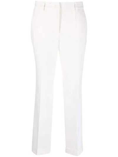 P.A.R.O.S.H WHITE HIGH-WAIST TAILORED CROPPED TROUSERS
