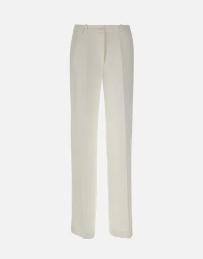 P.a.r.o.s.h Satin, Viscose And Linen Trousers In White