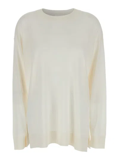 P.A.R.O.S.H WHITE LONG-SLEEVED CREWNECK SWEATER