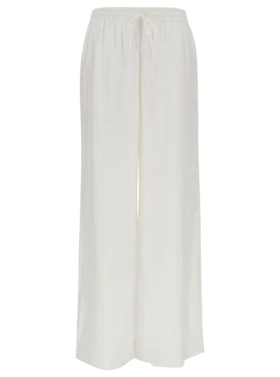 P.a.r.o.s.h White Loose Pants With Drawstring In Silk Woman