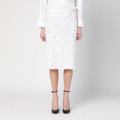P.A.R.O.S.H WHITE MIDI SKIRT WITH SEQUINS