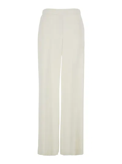 P.A.R.O.S.H WHITE PANTS WITH ELASTIC WAIST AND WIDE LEG IN FABRIC WOMAN