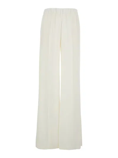 P.a.r.o.s.h White Pants With Elastic Waist In Tech Fabric Woman