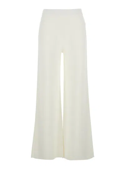 P.A.R.O.S.H WHITE PANTS WITH KNITTED DESIGN AND ELASTIC WAIST