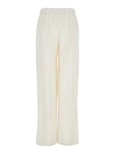 P.A.R.O.S.H WHITE PANTS WITH WIDE LEG AND ELASTIC REAR WAIST