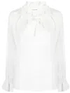 P.a.r.o.s.h Ruffled Neck-tie Blouse In White