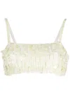 P.a.r.o.s.h Crop Top Sequin Spaghetti Straps In White