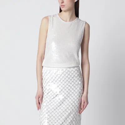P.A.R.O.S.H PAROSH WHITE SEQUIN TOP