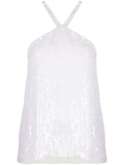 P.A.R.O.S.H WHITE SEQUIN TOP