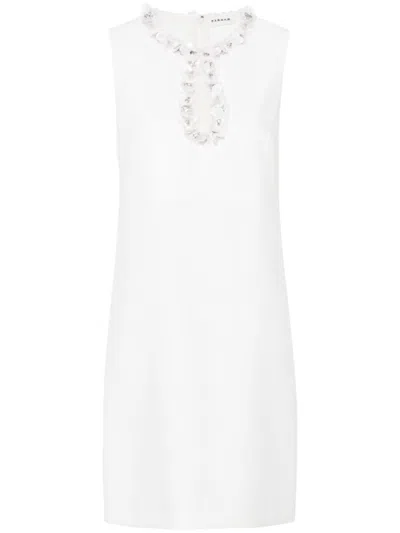 P.A.R.O.S.H WHITE SLEEVELESS SEQUIN-EMBELLISHED DRESS
