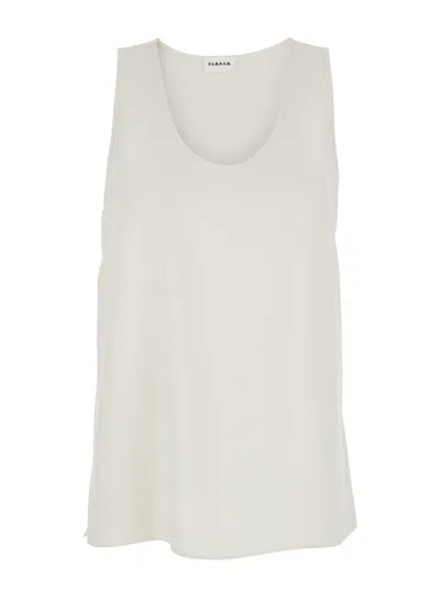 P.a.r.o.s.h White Sleeveless Top With Round Neck In Fabric Woman