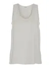 P.a.r.o.s.h White Sleeveless Top With Round Neck In Panna
