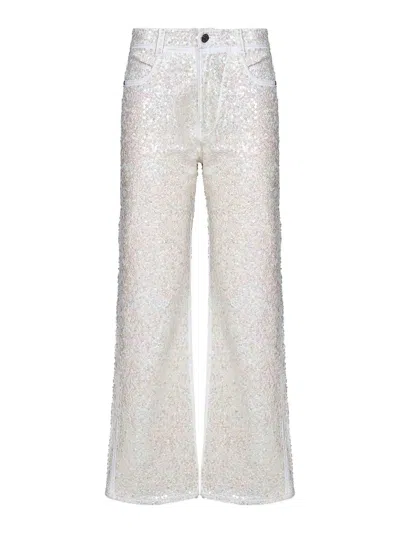 P.A.R.O.S.H WHITE STRETCH COTTON DENIM STRAIGHT-LEG JEANS