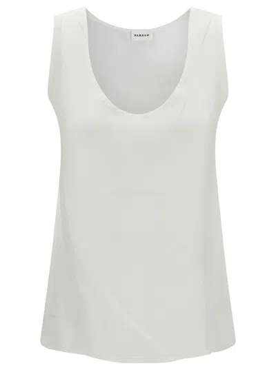 P.A.R.O.S.H WHITE TANK TOP WITH PLUNGING U NECKLINE IN POLYAMIDE WOMAN