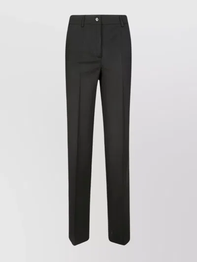 P.a.r.o.s.h Wide Gabardine Trousers Front Pleats In Black