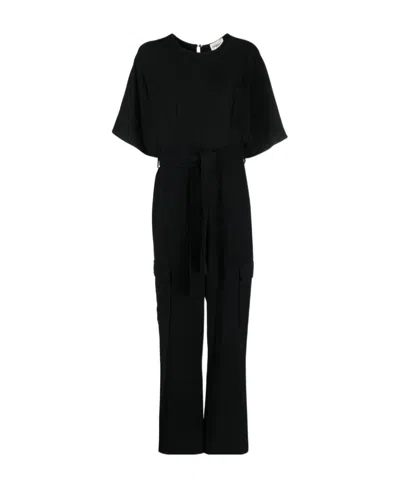 P.a.r.o.s.h Wide-leg Cargo Jumpsuit In Black