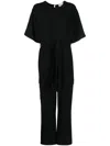 P.a.r.o.s.h Cargo Jumpsuit With Wide-leg And Belt In Nero