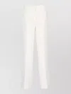 P.a.r.o.s.h Wide Leg Linen Blend Straight Trousers In White