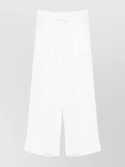P.a.r.o.s.h Wide Leg Sheer Fabric Trousers With Crochet Detailing In White