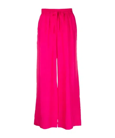 P.a.r.o.s.h Wide Leg Silk Drawstring Trousers In Pink