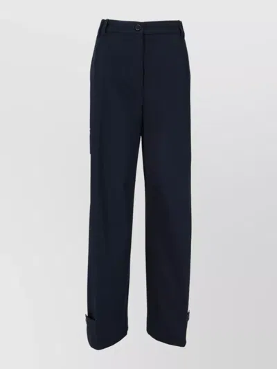 P.a.r.o.s.h Wide Leg Trousers Belt Loops Cargo Pockets In Blue