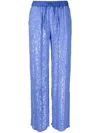 P.a.r.o.s.h . Wide-leg Trousers With Shimmering Sequin Detailing In Blue